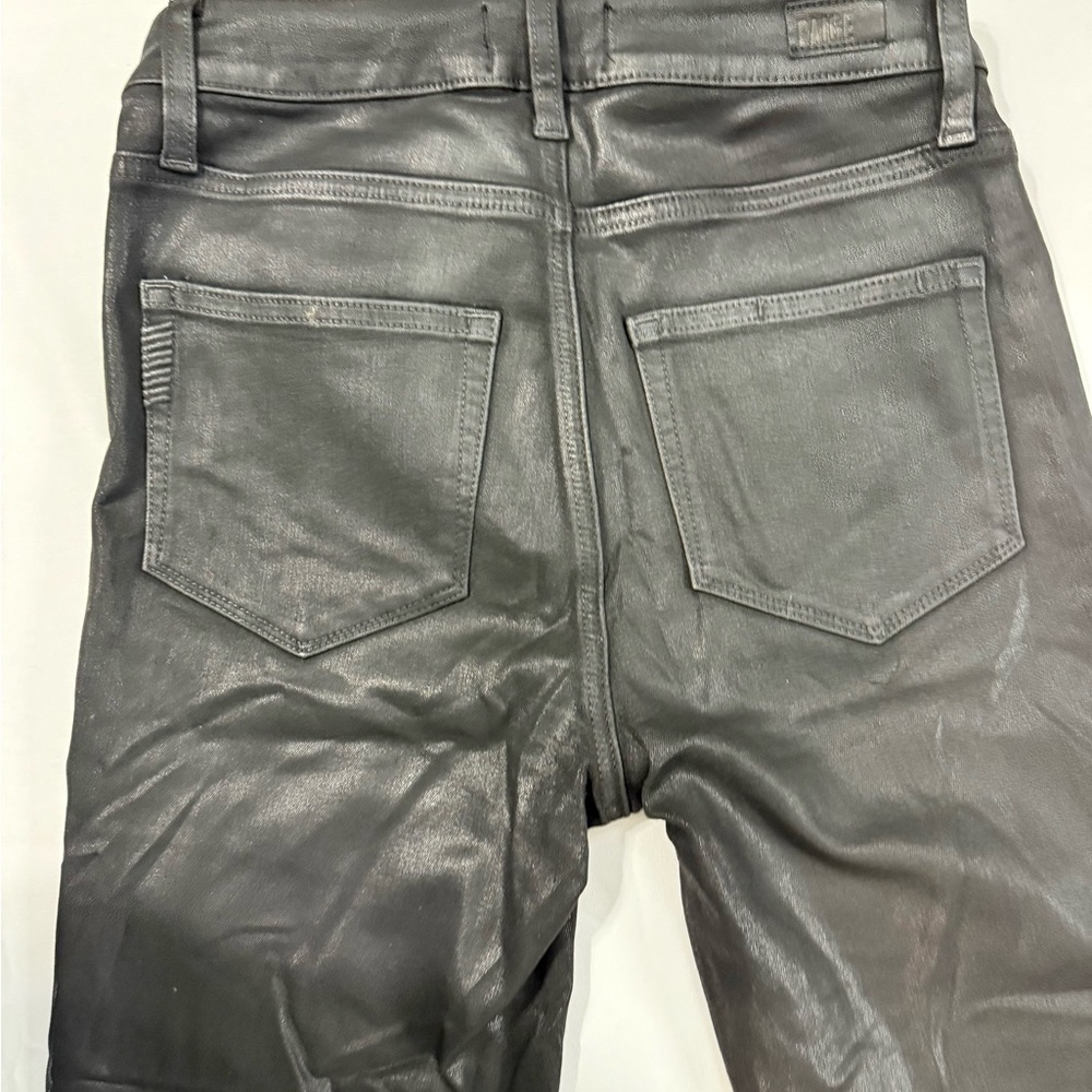PAIGE Margot Ankle Jeans Size 27 Black Fog Luxe Coating Faux Leather Look - Picture 6 of 7